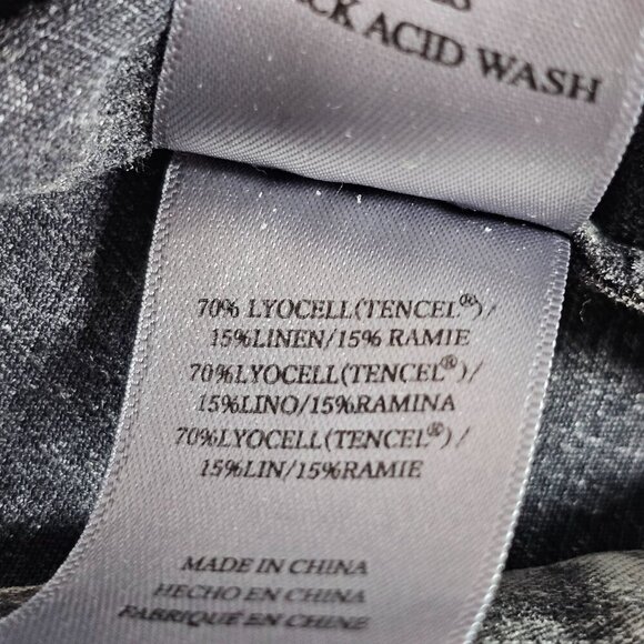 Rails Ames Black Acid Wash Shirt Dress Long Sleeve‎ Knee Length Tie Linen XS - Picture 11 of 16